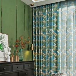 Cortinas De Lino Y Algodón Estilo Americano Con Estampado De Hojas De Plátano