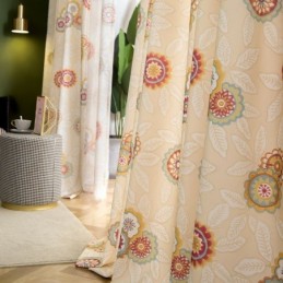 Cortina De Lino Y Algodón Hecha A Medida, Estilo Americano, Con Estampado Floral, Semiopaca.