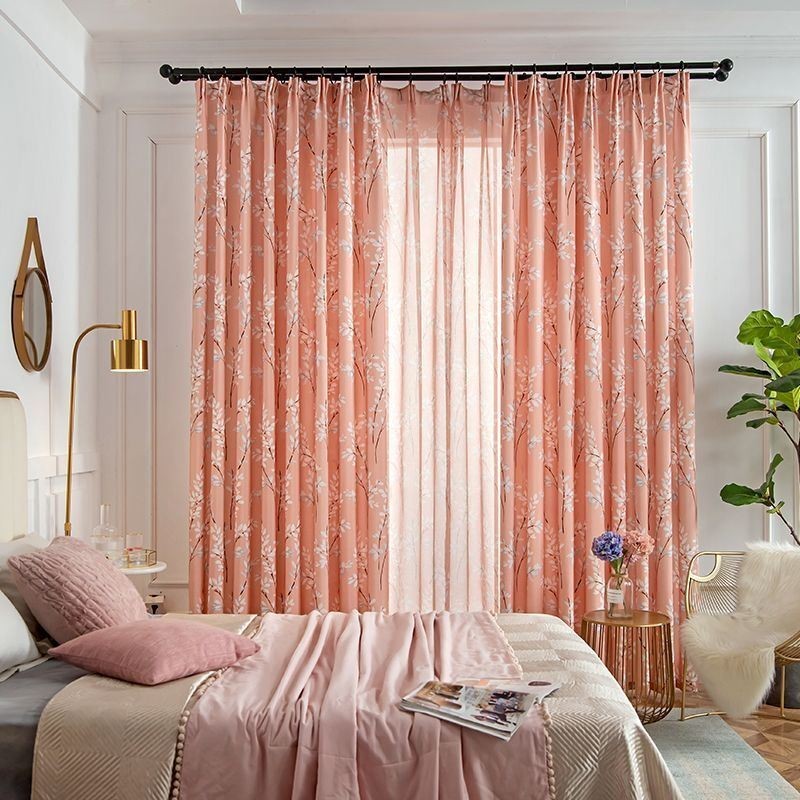 Cortina Hecha A Medida Cortina Estilo Americano Con Estampado De Plantas Semi Blackout