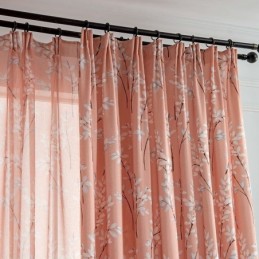 Cortina Hecha A Medida Cortina Estilo Americano Con Estampado De Plantas Semi Blackout