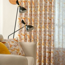 Cortina Semiopaca Hecha A Medida, Estilo Americano, Con Estampado De Plantas.