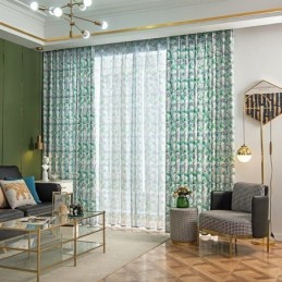 Cortina Semiopaca Hecha A Medida, Estilo Americano, Con Estampado De Plantas.