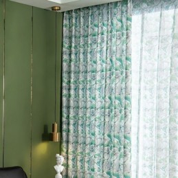 Cortina Semiopaca Hecha A Medida, Estilo Americano, Con Estampado De Plantas.