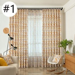 Cortina Semiopaca Hecha A Medida, Estilo Americano, Con Estampado De Plantas.