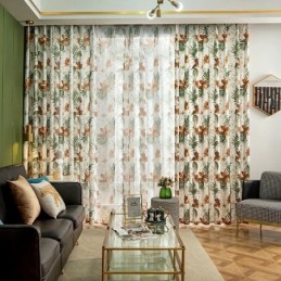 Cortinas Estilo Americano Con Estampado De Plantas