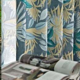Cortina Estilo Americano Hecha A Medida Con Estampado De Plantas