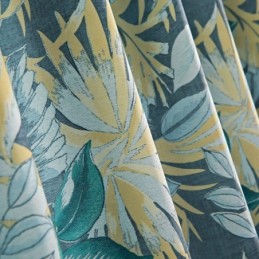 Cortina Estilo Americano Hecha A Medida Con Estampado De Plantas