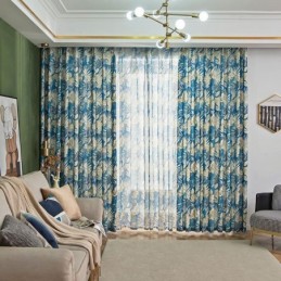 Cortina Estilo Americano Hecha A Medida Con Estampado De Plantas