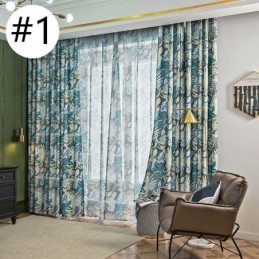 Cortina Estilo Americano Hecha A Medida Con Estampado De Plantas