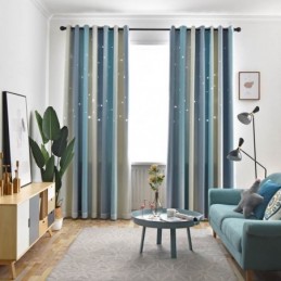 Cortina Opaca Hecha A Medida, Cortina Hueca Con Estrellas Transparentes Para Dormitorio