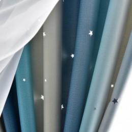 Cortina Opaca Hecha A Medida, Cortina Hueca Con Estrellas Transparentes Para Dormitorio