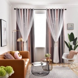 Cortina Opaca Hecha A Medida, Cortina Hueca Con Estrellas Transparentes Para Dormitorio