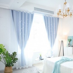 Cortina Opaca Fresh Max Hecha A Medida, Diseño De Estrella Hueca Con Transparencias Para Habitación Infantil