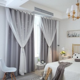 Cortina Opaca Fresh Max Hecha A Medida, Diseño De Estrella Hueca Con Transparencias Para Habitación Infantil