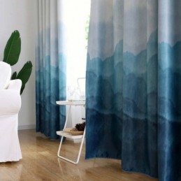 Cortina Con Estampado De Niebla Azul, Hecha A Medida, Moderna, Sencilla, Opaca, Para Sala De Estar, Dormitorio, Tela Infantil