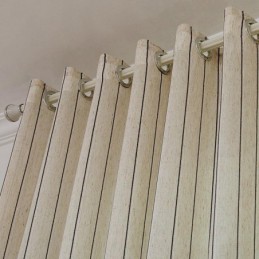 Cortina Nórdica Sencilla Transparente, Hecha A Medida, Con Rayas, Jacquard, Tela De Lino Mezclada Y Protectora Del Medio Ambient