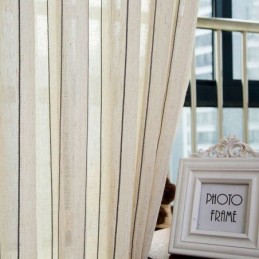 Cortina Nórdica Sencilla Transparente, Hecha A Medida, Con Rayas, Jacquard, Tela De Lino Mezclada Y Protectora Del Medio Ambient