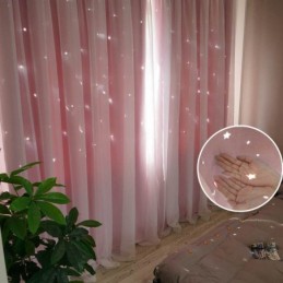 Cortinas Románticas Con Estrellas, Opacas Y Transparentes Para Sala De Estar Y Dormitorio.
