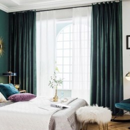 Cortina Opaca Max Hecha A Medida, Imitación Terciopelo, Color Liso Oscuro, Para Dormitorio