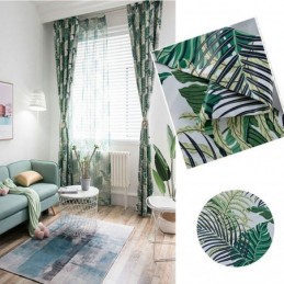 Cortina De Hojas Verdes Hecha A Medida, Con Temática De Jungla, Romántica, Estilo Rural Americano, Para Dormitorio Y Sala De Est