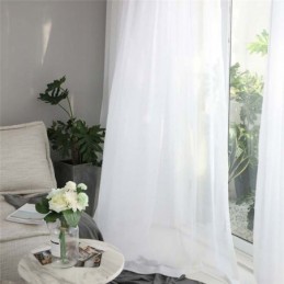 Cortina Transparente Blanca Sólida Hecha A Medida, Moderna Y Sencilla, Para Sala De Estar, Dormitorio Y Estudio.