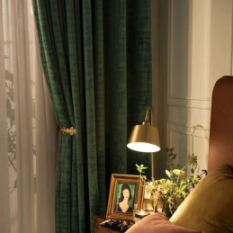 Cortina Opaca De Terciopelo Max, Hecha A Medida, Color Verde Malaquita, Para Dormitorio.