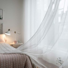 Cortina Transparente Blanca Transpirable, Hecha A Medida, Moderna Y Sencilla, Para Sala De Estar, Dormitorio Y Estudio.