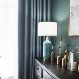 Cortina Opaca Azul Sólida Hecha A Medida, Moderna Y Sencilla, Para Sala De Estar Y Dormitorio.