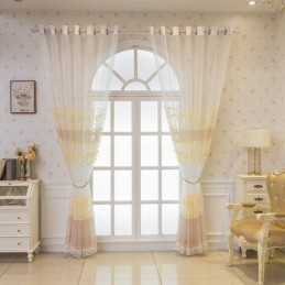 Cortina Nórdica Transparente Hecha A Medida Con Bordado De Enredadera Para Sala De Estar Y Dormitorio