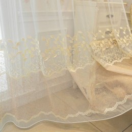 Cortina Nórdica Transparente Hecha A Medida Con Bordado De Enredadera Para Sala De Estar Y Dormitorio