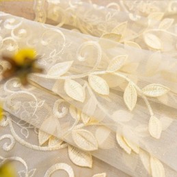 Cortina Nórdica Transparente Hecha A Medida Con Bordado De Enredadera Para Sala De Estar Y Dormitorio