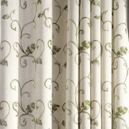 Cortina De Estilo Japonés Hecha A Medida, Minimalista, Con Hojas Verdes Bordadas, Para Sala De Estar Y Dormitorio.