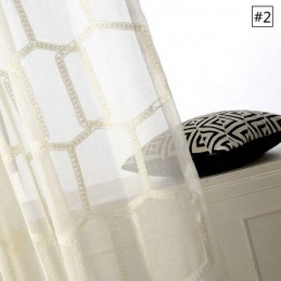 Cortina Transparente Con Bordado De Panal, Hecha A Medida, Estilo Americano Abstracto Para Sala De Estar Y Dormitorio.