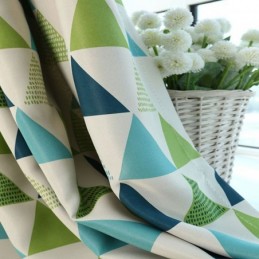 Cortina De Geometría Nórdica Hecha A Medida, Tela Verde Triangular Para Sala De Estar Y Dormitorio.