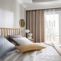 Cortina Opaca De Lino, Hecha A Medida, Color Sólido, Protección Ambiental, Oscurecimiento De La Habitación.