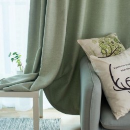 Cortina Opaca Verde Sólido Hecha A Medida, Moderna Y Sencilla, Para Sala De Estar Y Dormitorio.