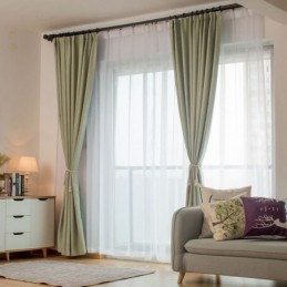 Cortina Opaca Verde Sólido Hecha A Medida, Moderna Y Sencilla, Para Sala De Estar Y Dormitorio.