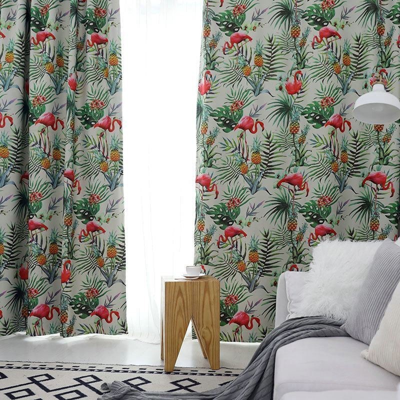 Cortina Opaca De Flamencos Hecha A Medida Cortina Hecha A Medida Tema De Jungla Animal