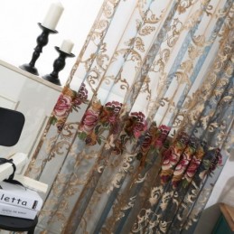 Cortina Nórdica Transparente Hecha A Medida, De Lujo, Transpirable, Bordada, Para Sala De Estar