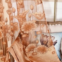 Cortina De Voile Minimalista Moderna, Hecha A Medida, Marrón, Jacquard, Para Sala De Estar, Ventana Transparente