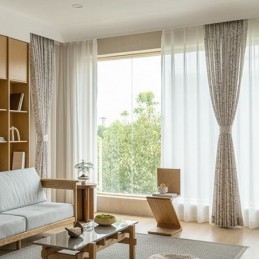 Cortinas Con Estampado De Hojas Estilo Americano De Poliéster