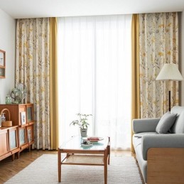 Cortinas Opacas Chevron Con Mosaico De Flores Americanas
