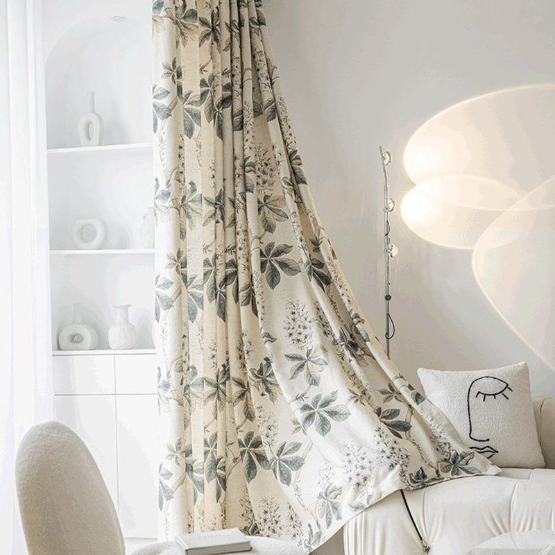 Cortinas Estilo Americano Con Estampado De Plantas