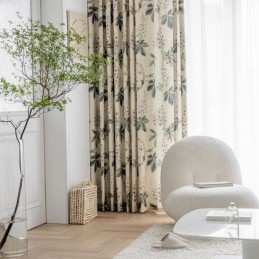 Cortinas Estilo Americano Con Estampado De Plantas