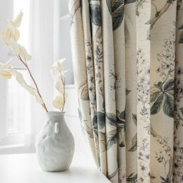 Cortinas Estilo Americano Con Estampado De Plantas