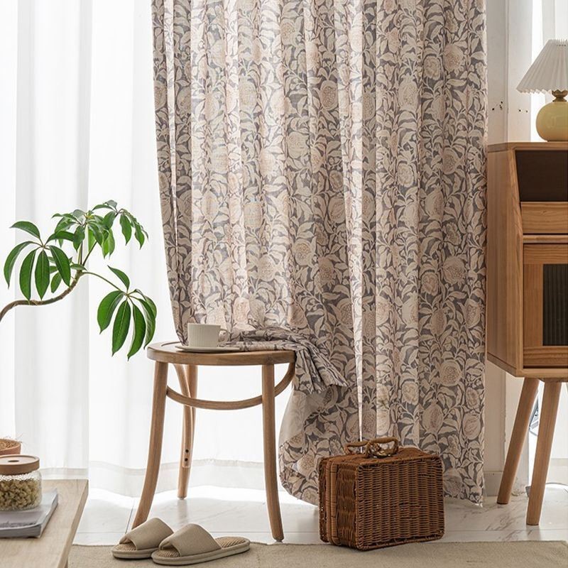 Cortina Estampada Americana Hecha A Medida Cortina Flor De Granada Poliéster