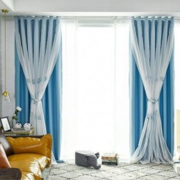 Cortina Estilo Americano Hecha A Medida Con Bordado De Hojas De Loto Y Opaca.