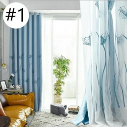 Cortina Estilo Americano Hecha A Medida Con Bordado De Hojas De Loto Y Opaca.