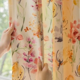 Cortinas Opacas Con Estampado Floral Americano
