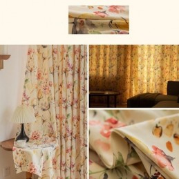 Cortinas Opacas Con Estampado Floral Americano